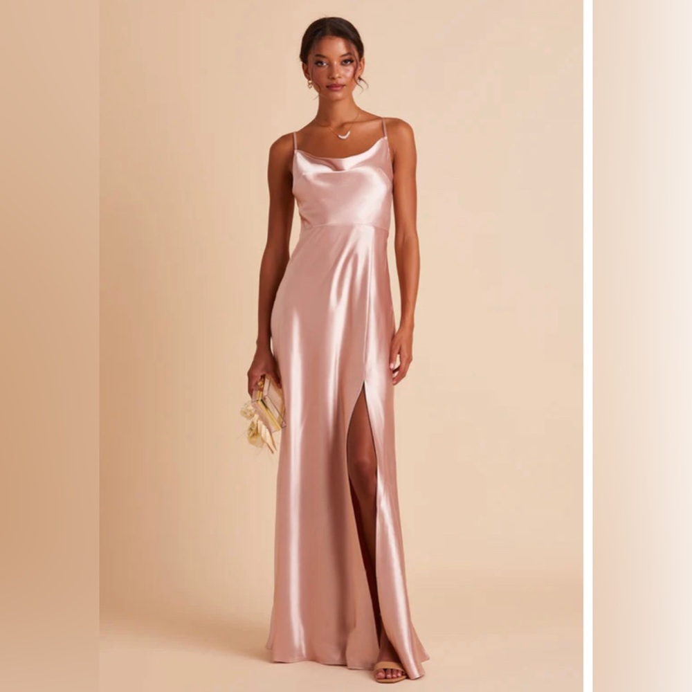 Birdy Grey Lisa Long Satin dress in Rose Gold